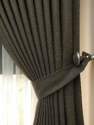 Salon Keten Koyu Gri Düz Fon Perde- Gri Koyu