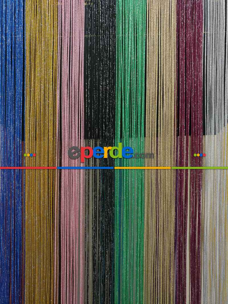 Pembe Rengi İp Perde İnce Zincir Simli Serisi- Pembe-gümüş