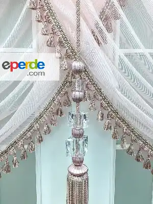 Pudra Pembe Ve Vizon - Perde Sarkıtı- Pembe-Vizon Rengi