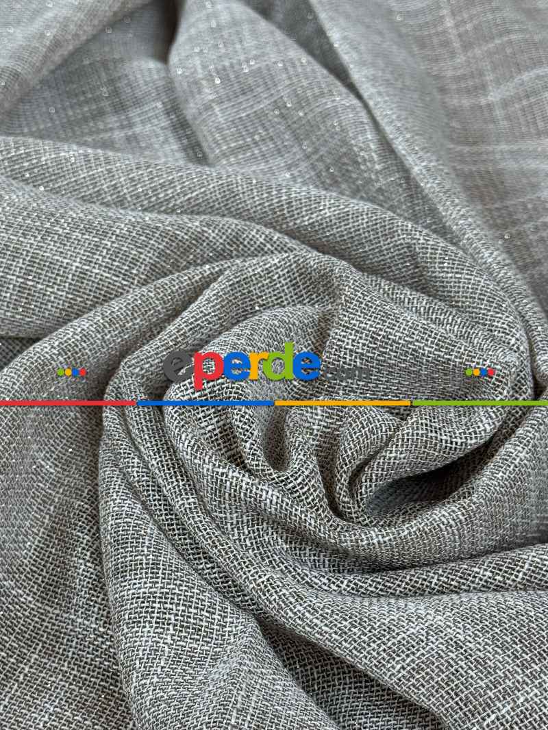 Simli Özel İplik Doğal Doku Düz Tül Perde - Özel Dokuma Ağır Gramajlı Premium