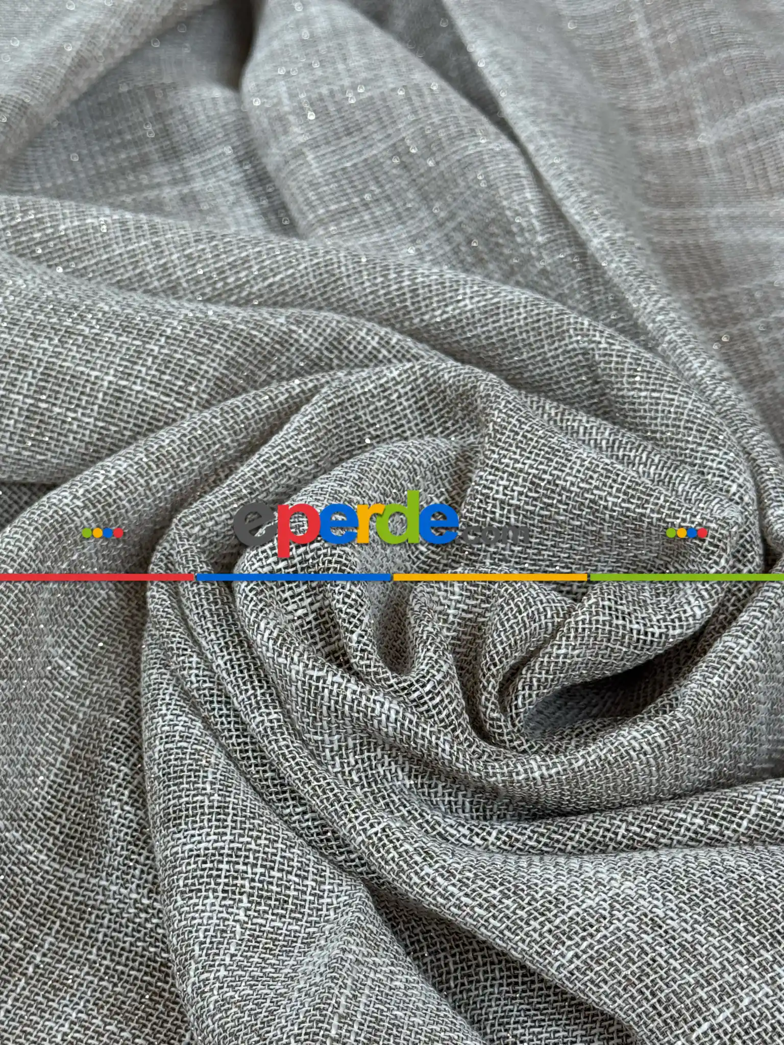 Salon - Simli Özel İplik Doğal Doku Düz Tül Perde - Özel Dokuma Ağır Gramajlı Premium