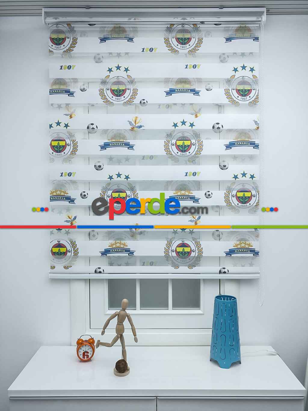 Zebra Perde- Dijital Taraftar Baskılı Fenerbahçe Zebra Perde- Lacivert-sarı