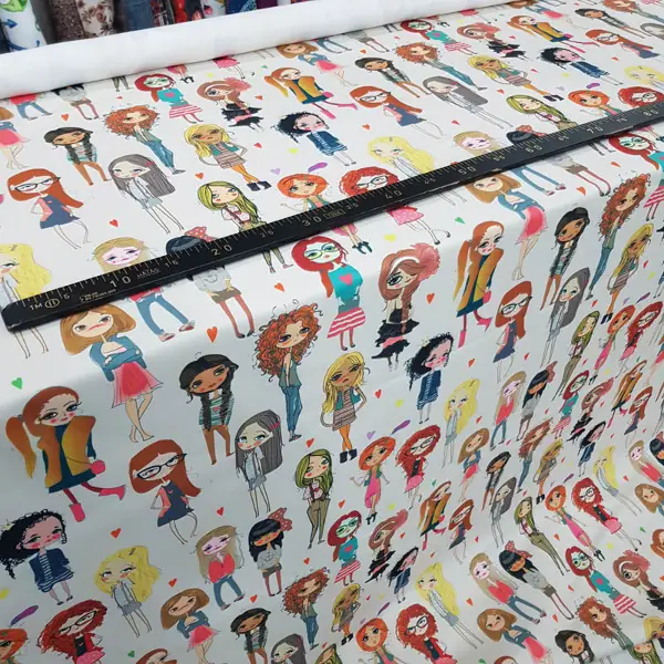 Popart Kız Desenli Fon Perde Evm1061 Kumaşı Kalındır Duck Bezi Değildir- Siyah-Beyaz-Pembe