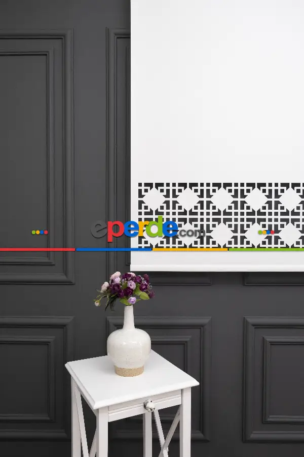 Yatak Odası - Ekru Renk Lazer Kesim Mat Stor Perde (ister Düz - İster Lazer Kesimli Satın Alın)