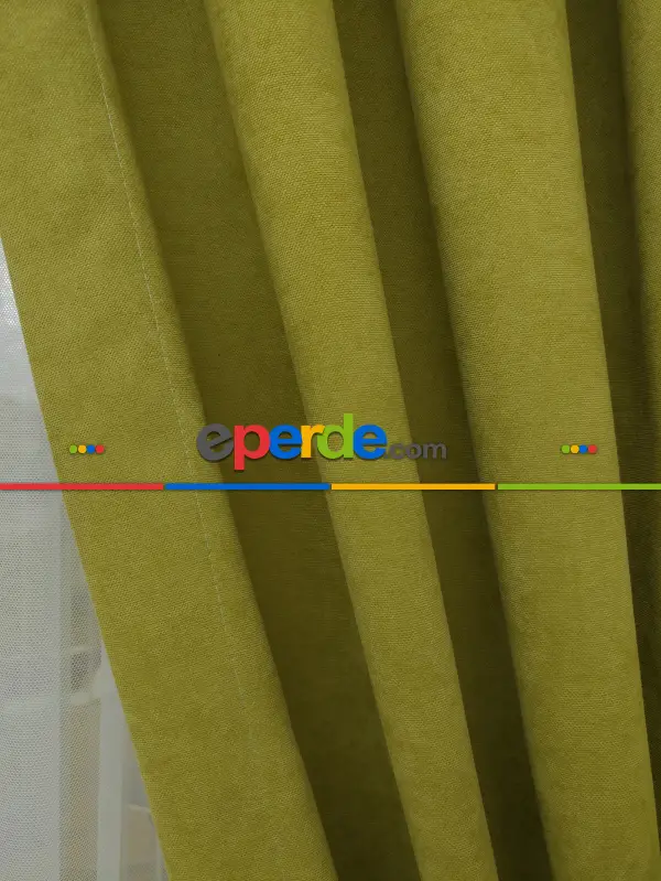 Fıstık Yeşil Düz Fon Perde 180cm En- Fıstık Yeşili