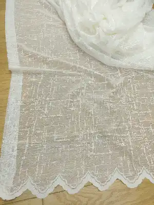 Keten Görünümlü Özel Örme Dokulu Tül Perde- Ekru