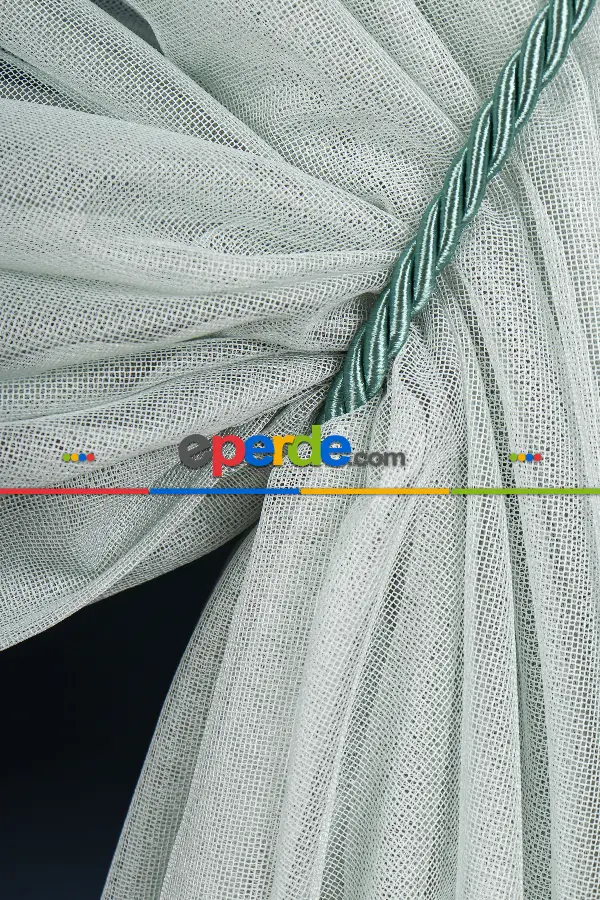 Salon Tül - Pudra - Mint Renkli Krevize Düz Tül Perde ( Kordon Hediyeli )