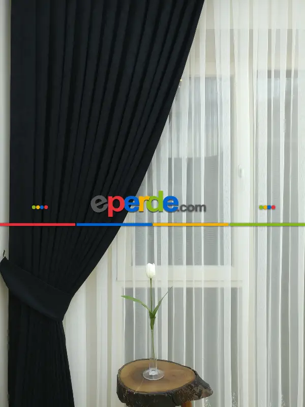 Bebek Odası - Siyah Düz Fon Perde 843