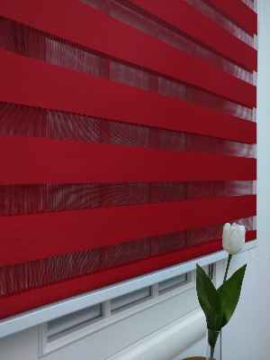 Zebra Perde-tual Kırmızı Renk Düz Zebra Perde- Kırmızı