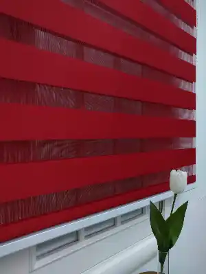 Zebra Perde-tual Kırmızı Renk Düz Zebra Perde- Kırmızı