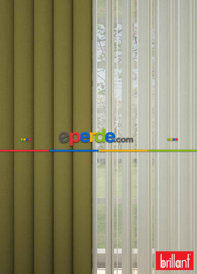 Brillant Akıllı Tül Perde Fıstık Yeşili Tül Dikey Zebra Perde Düz 1. Kalite