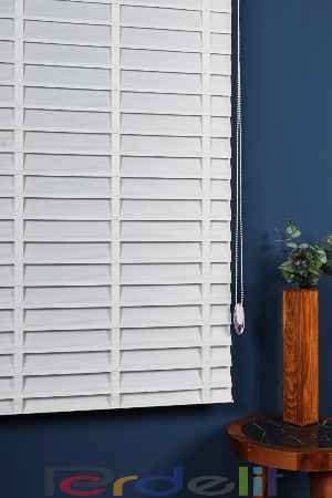 Beyaz 50mm Silüet Kumaş Jaluzi Perde