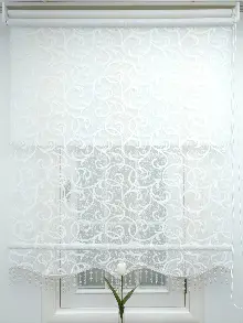 Mutfak - Jakar Örme Tül-dilay 801 Ekru Çiftli Sistem Dantel Desenli Perde- Ekru