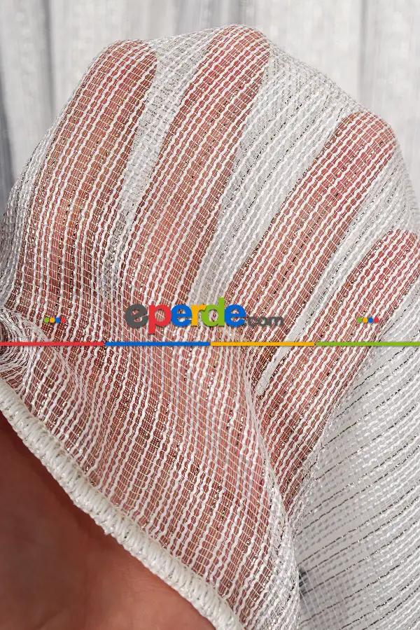 Zümrüt Altın Simli Düz Tül Perde