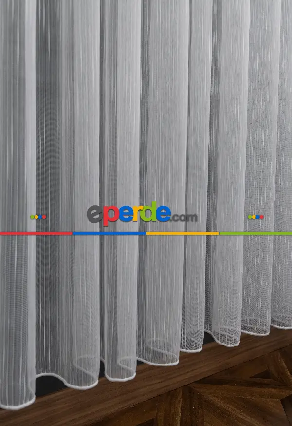 Mutfak - Göktaşı Düz Tül Perde - Ekru - Kurşunlu Tül