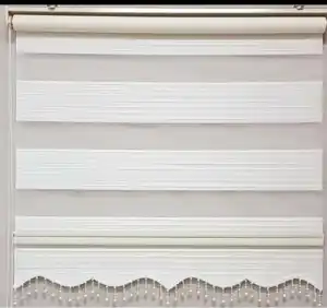 Brillant Boncuklu Zebra Perde 1.kalite Krem Kampanyalı Fiyat Hazır Zebra Perde