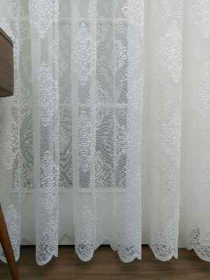 Tül Perde Ve Kruvaze Perde Damask Desenli- Ekru