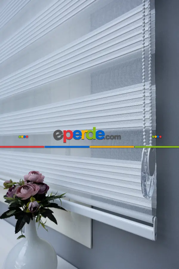 100x200 Hazır Ekru Dar Plise Zebra Perde- Ekru