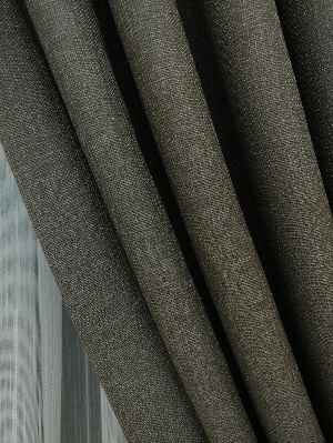 Salon Keten Koyu Gri Düz Fon Perde- Gri Koyu