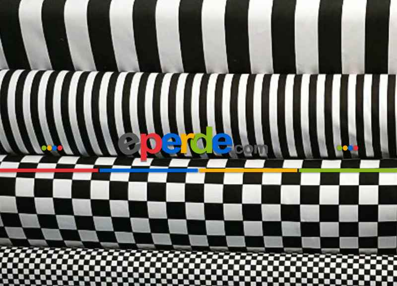 Dalgalı Siyah Desenli Fon Perde Mp103 Kumaşı Kalındır Duck Bezi Değildir- Siyah-Beyaz