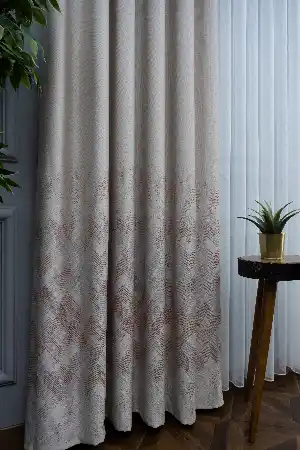 Modern Pano Fon Perde Renk Geçişli Çift Renk - 505- Bej-gri Açık-pembe Koyu-kiremit Rengi