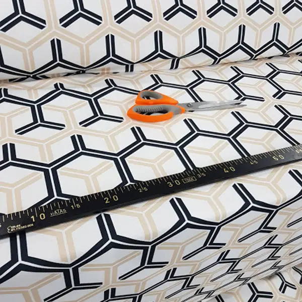 Geometrik Desenli Fon Perde Evm216 _g - Kumaşı Kalındır Duck Bezi Değildir.- Siyah-Gri-Füme-Antrasit-Beyaz
