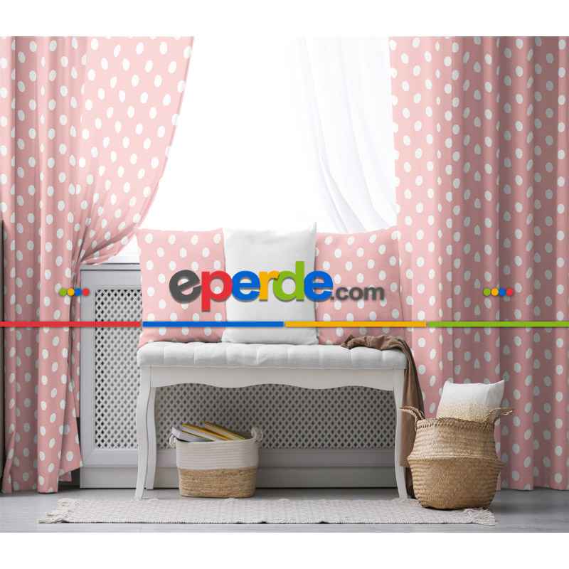 Çocuk Fon Perde Evim1616-12 Kumaşı Kalındır Duck Bezi Değildir- Mavi-beyaz