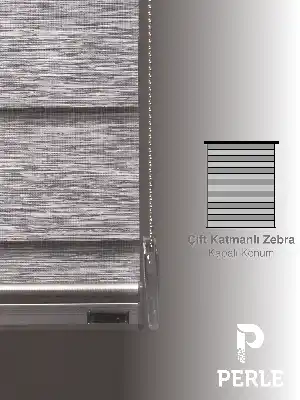 Açık Gri Renk Bambu Stor Zebra Perde Yüksek Kalite Alüminyum Kasa Soft Bamboo