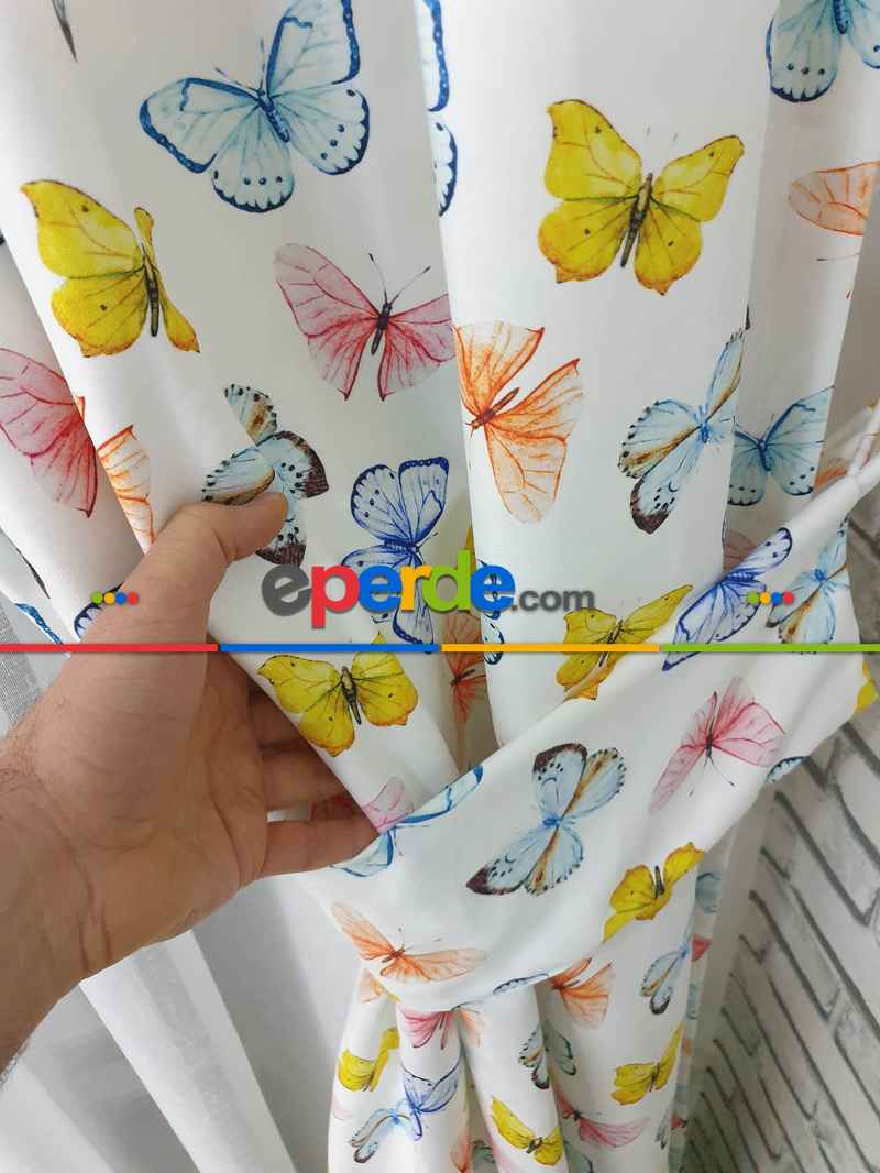 Çocuk Odası Fon Perde K351c - Kumaşı Kalındır Duck Bezi Değildir.- Mavi-beyaz-pembe-çok Renkli