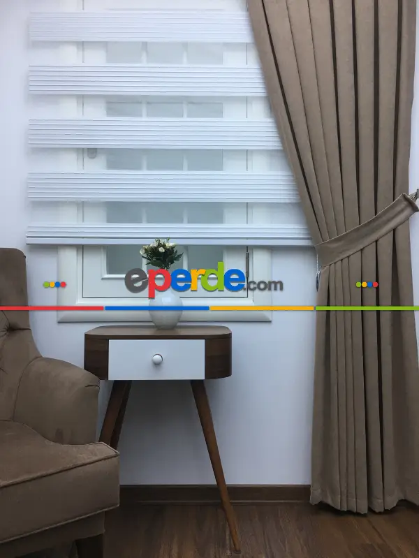 Açık Vizon Düz Fon Perde (280 Eninde)- Açık Vizon