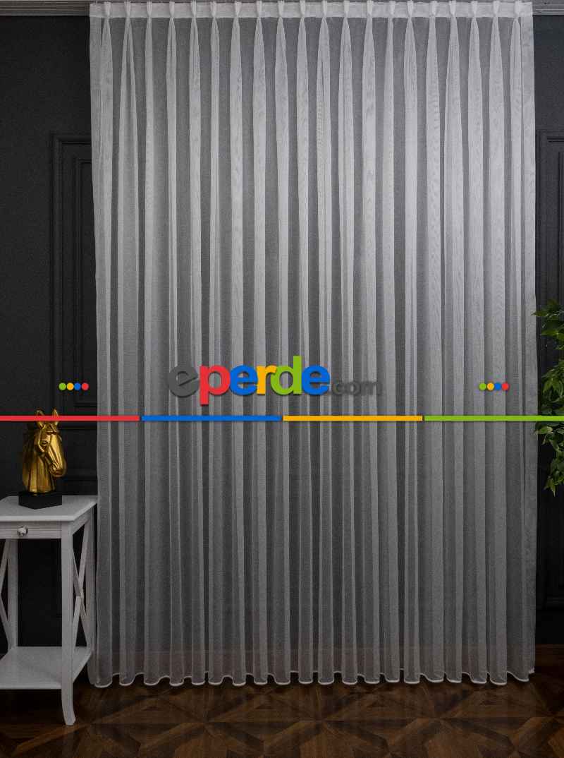 Salon Tül - Ekru Monaliza Dökümlü Tül - İtinalı Dikiş - Amerikan Pile - Kurşunlu Tül