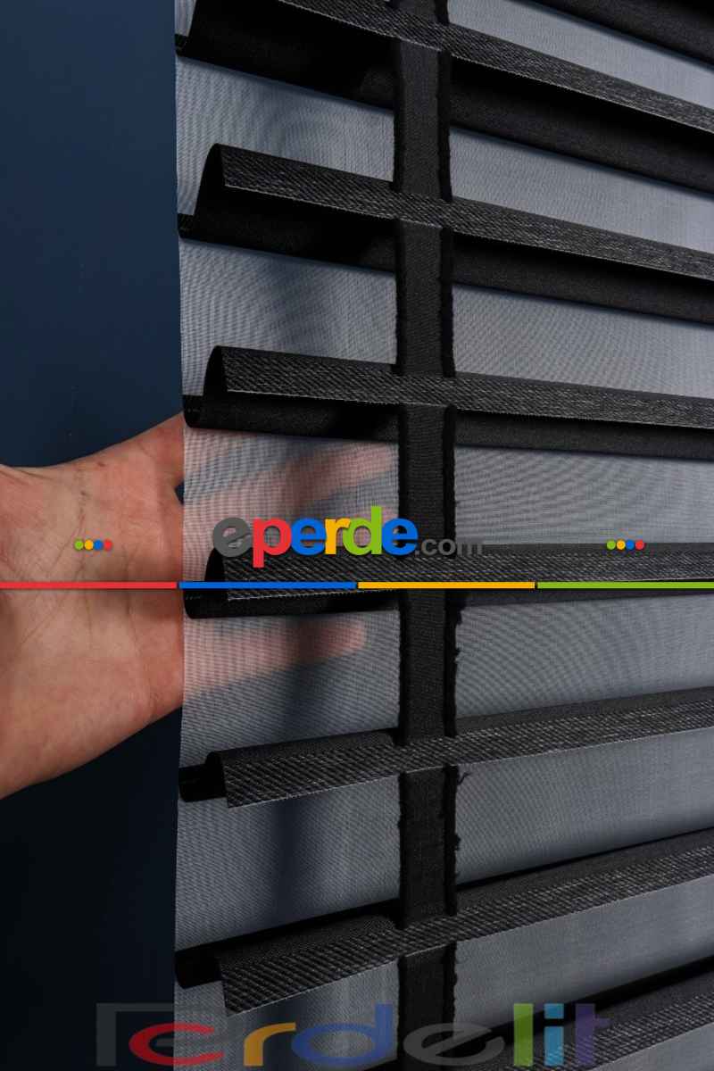 Siyah 50mm Silüet Kumaş Jaluzi Perde