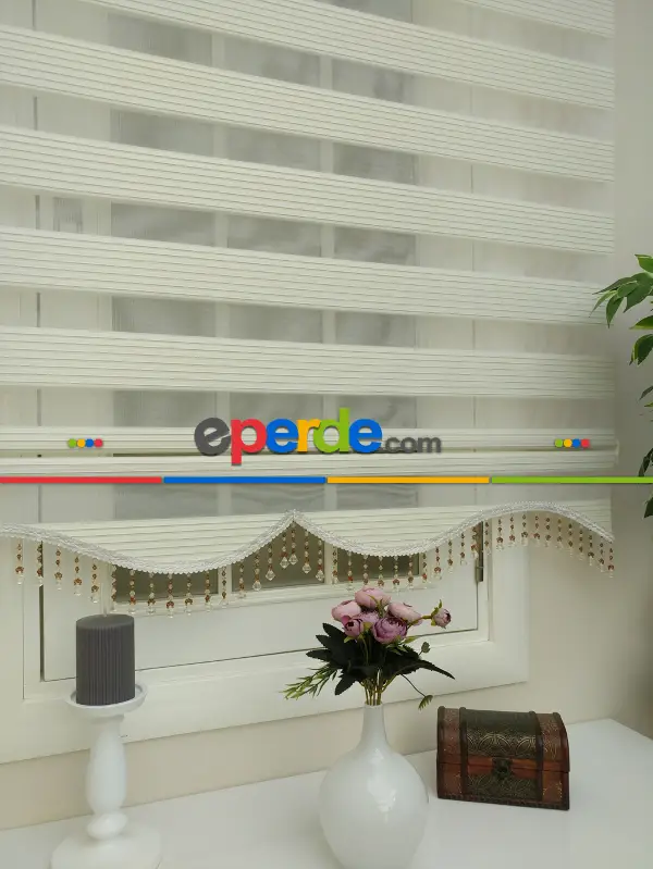 Salon Zebra Perde - % İndirimmm Krem Renk Plise Zebra Perde (kalın Zeminli) 1. Kalite- Krem Açık