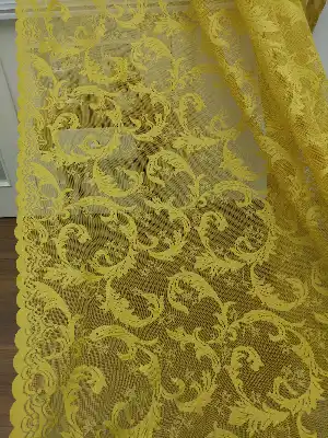 Sarı - Desenli Dantel Tül Fon Perde- Sarı