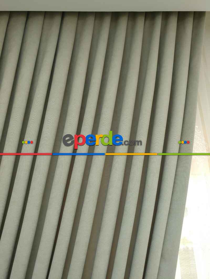 Taş Rengi Bej - Düz Fon Perde ( Dökümlü Fon Perde)- Taş Rengi