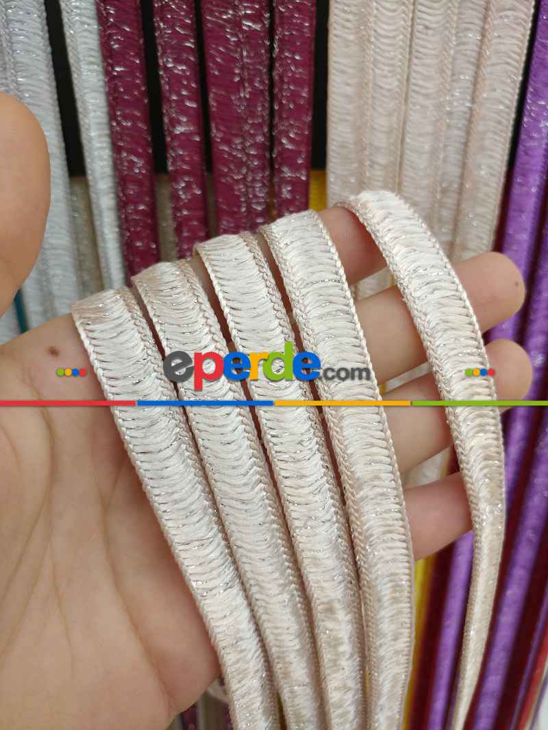 Mutfak İp Perde - Açık Pembe Rengi İp Perde İpek Duble Serisi- Pembe-gümüş