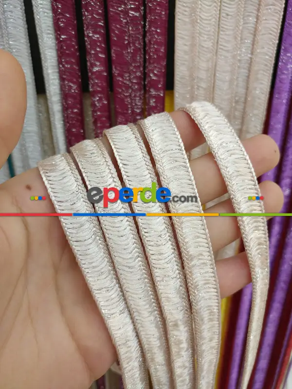 Açık Pembe Rengi İp Perde İpek Duble Serisi- Pembe-gümüş