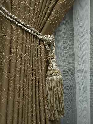 Jakar Desenli Fon Perde- Altın-kahve Açık