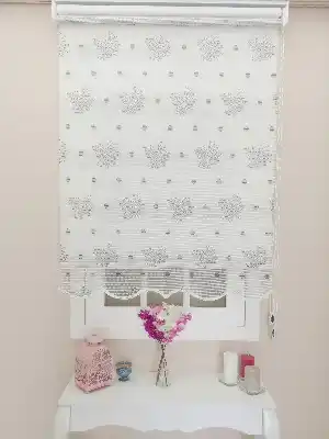 Çift Sistem Tül Stor Perde Clısson Series 1640- Beyaz Gri Baskılı