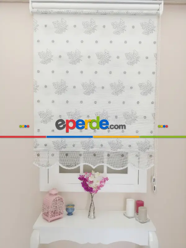 Çift Sistem Tül Stor Perde Clısson Series 1640- Beyaz Gri Baskılı