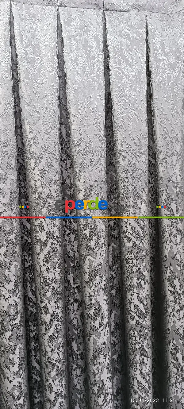 Yatak Odası - 2023 Elit Modern Desenli Fosforlu İplik Dokuma Fon Perde - 2