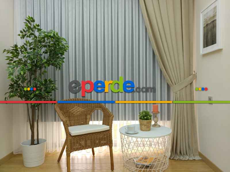 Soft Bej Fon Perde Geniş En (285)- Bej