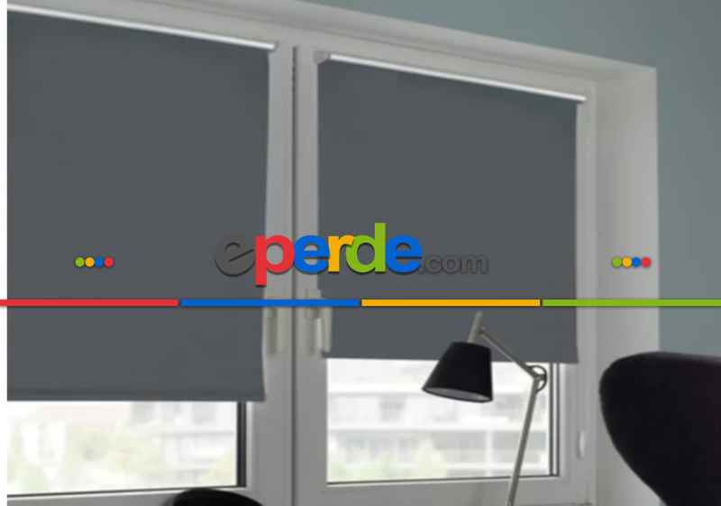 Salon Stor Perde - Gri Blackout Karartma- Gri-Füme-Antrasit