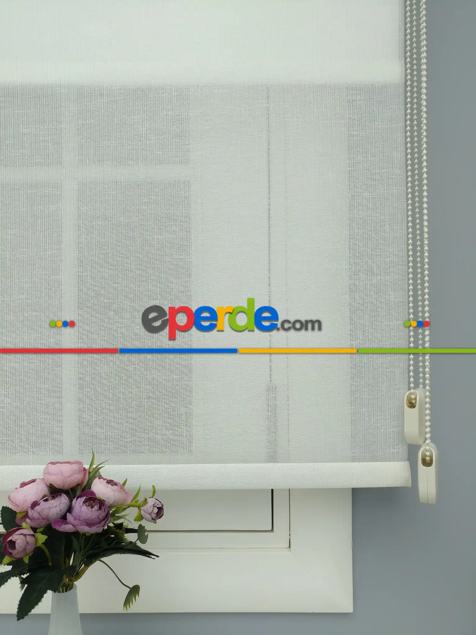 Çiftli Sistem Naturel Keten Tül Stor- Ekru