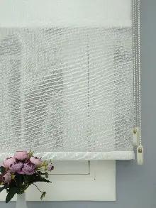 Çiftli Sistem Naturel Keten Tül Stor- Ekru