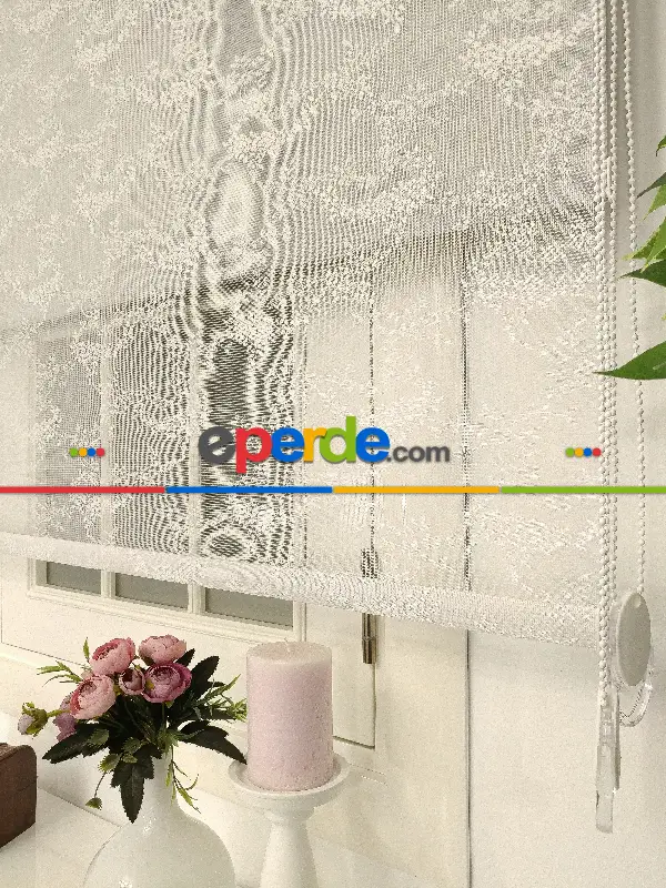 Çiftli Sistem Tül Stor Beyaz Örme Tül 2029- Beyaz