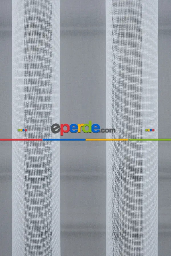 S Pile Düz Tül Perde- Ekru