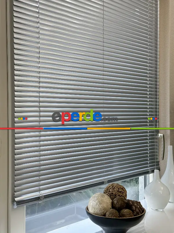 Metalik Gümüş Alüminyum Jaluzi Perde - 25mm