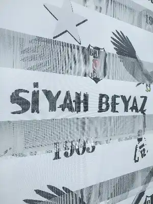 Genç Odası - Zebra Perde- Dijital Taraftar Baskılı Beşiktaş Zebra Perde- Siyah-beyaz