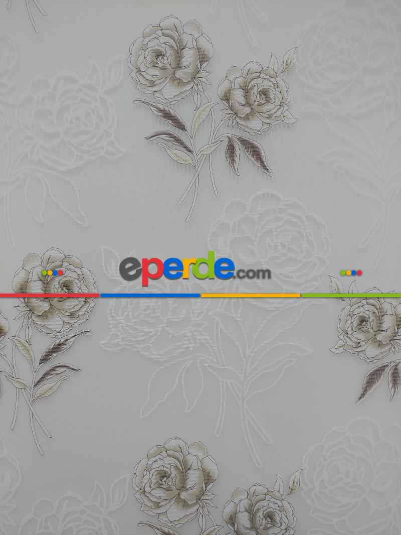 Mutfak - Çiftli Sistem Yakma Zemin Kahverengi Gül Desen- Kahverengi-kahve Açık-altın Simli- Çok Renkli 3